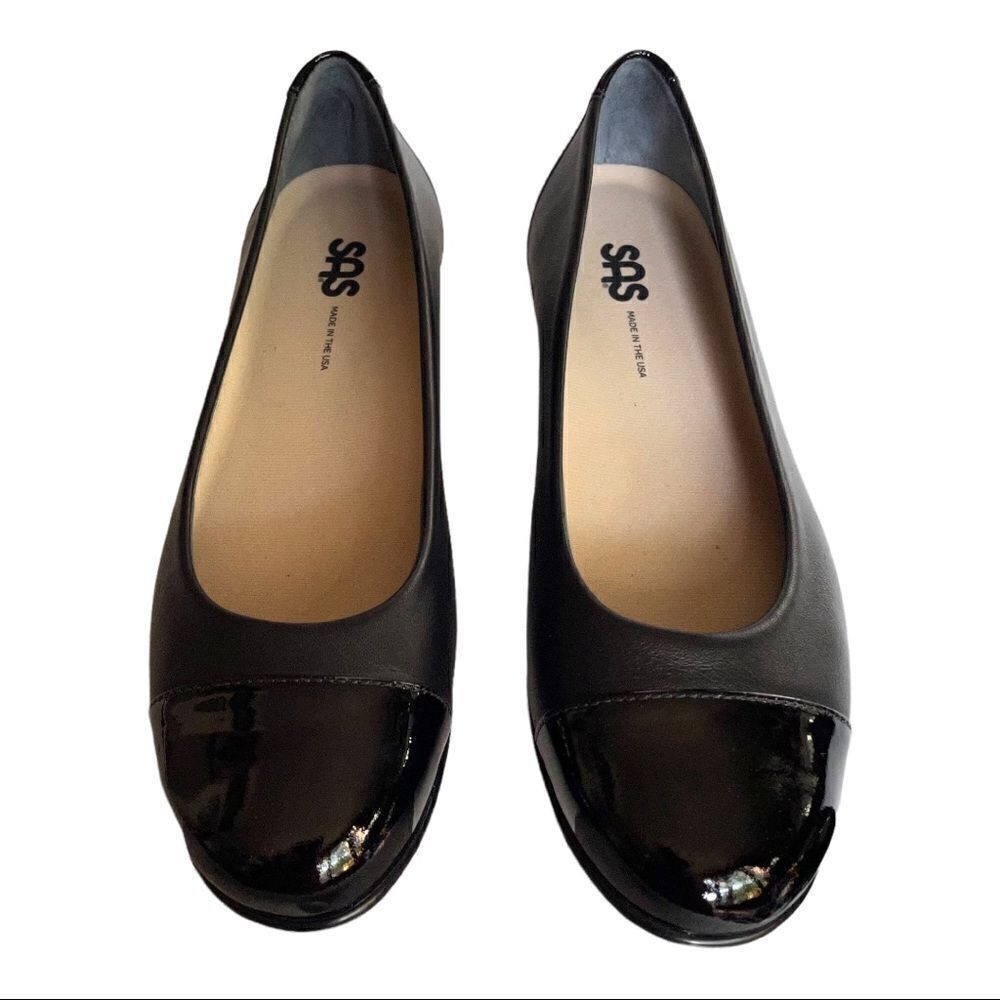 New SAS Scenic Ballet Flat Black Patent Leather Loafer Arch Support Women 8.5 - Picture 2 of 10